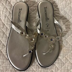 Toscanella Women's Silver Embellished Sandals